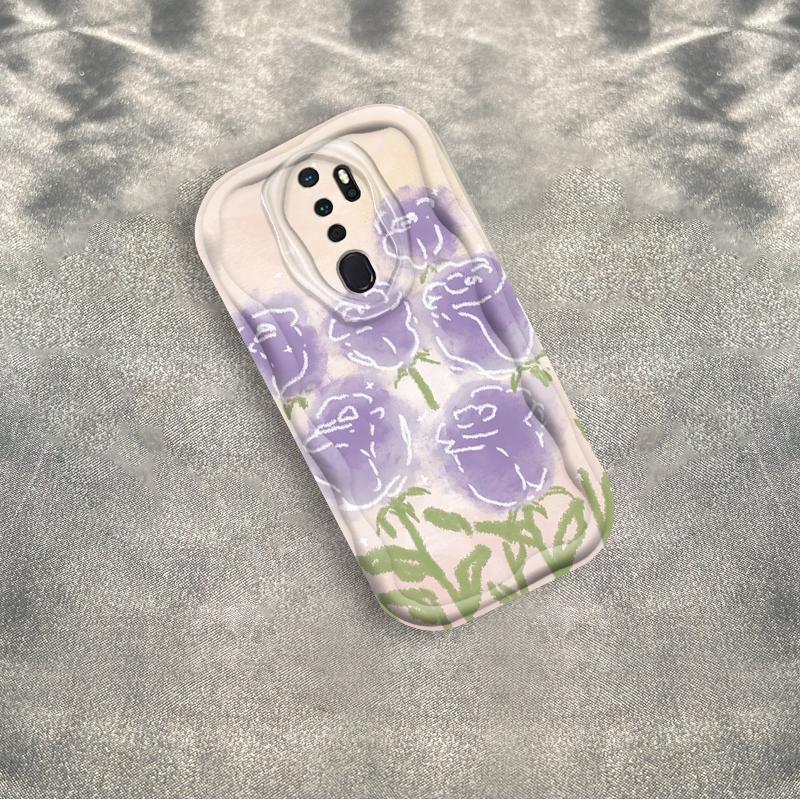 Thích Hợp Cho OPPO A9 2020 A5 2020 3D Cầm Tay Mềm TPU Tím Hoa Hồng Tulip Ins Phong Cách Chống Sốc Ốp Điện Thoại