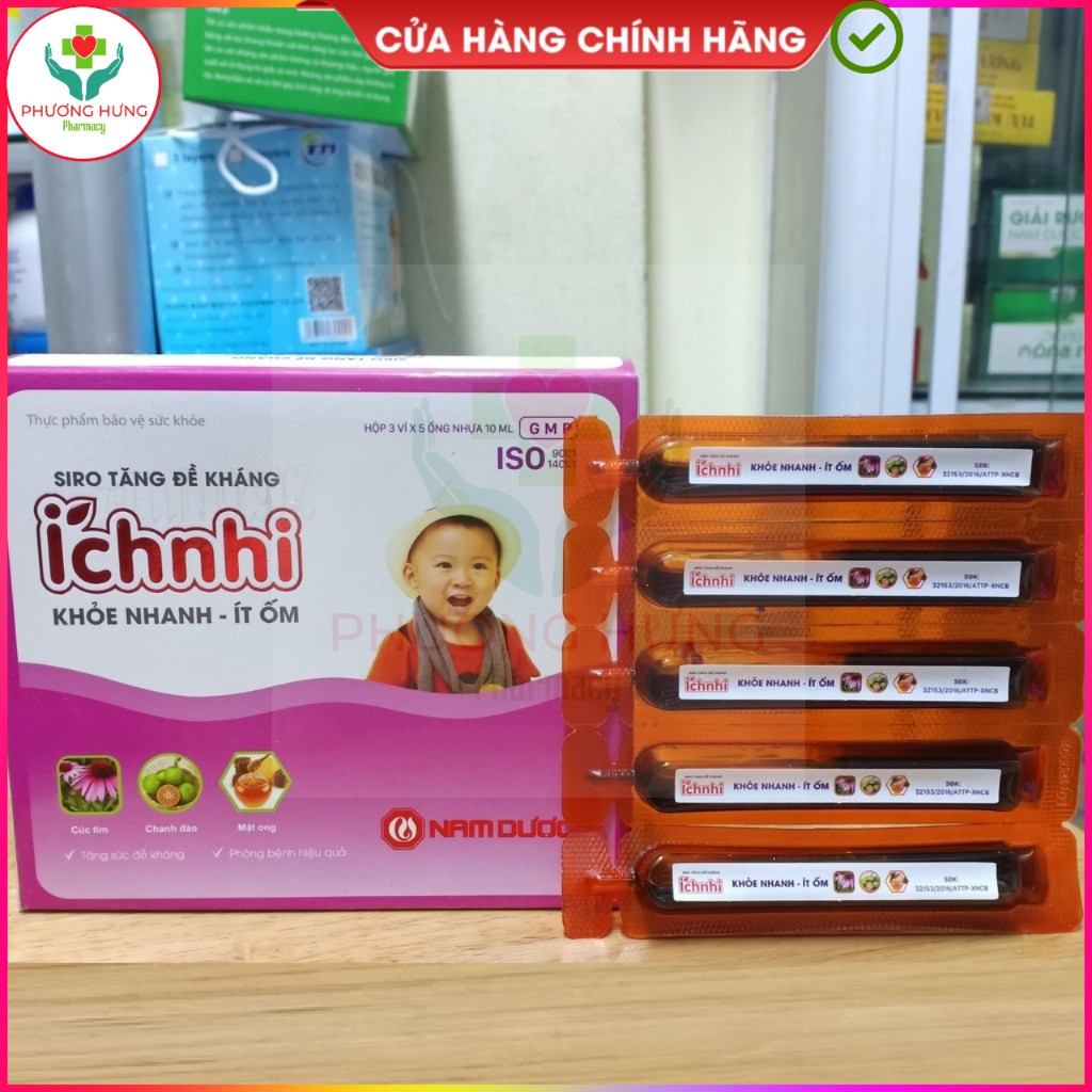 Siro Tăng Đề Kháng Ích Nhi, Giúp Tăng Cường Sức Đề Kháng Cho Trẻ, Bé Khỏe Nhanh - Hộp 15 Ống