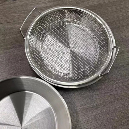 [ HÀNG LOẠI 1 ] Bộ Khay Đĩa Kèm Vỉ Lưới Lọc Dầu Inox Cao Cấp Kích Thước 22CM Tiện Dụng Cho Mọi Gian Bếp Đựng Thực Phẩm C