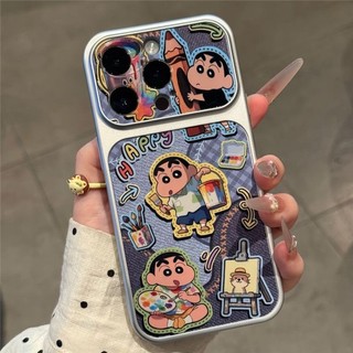Dễ Thương Ăn Và Vẽ Crayon Shin Chan Điện Thoại Trường Hợp Cho iPhone 17 16 15 14 13 12 11 Pro Max 16 15 14 Plus