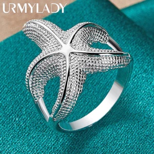 URMYLADY Bạc 925 Sao Biển 7-10 # Nhẫn Nữ Cưới Đính Hôn Tiệc Thời Trang Quyến Rũ Trang Sức