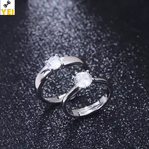 < YEI > 1 Cặp Đôi Cổ Điển Có Thể Thay Đổi Kích Thước Nhẫn Đính Hôn Nam Nữ Kim Cương Giả Có Thể Điều Chỉnh Quà Tặng Valentine Mới