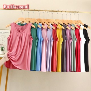 Phụ nữ Modal plus size vest nữ mùa hè mới nhúm xếp li dáng rộng vest đơn giản hàng đầu l 6xl