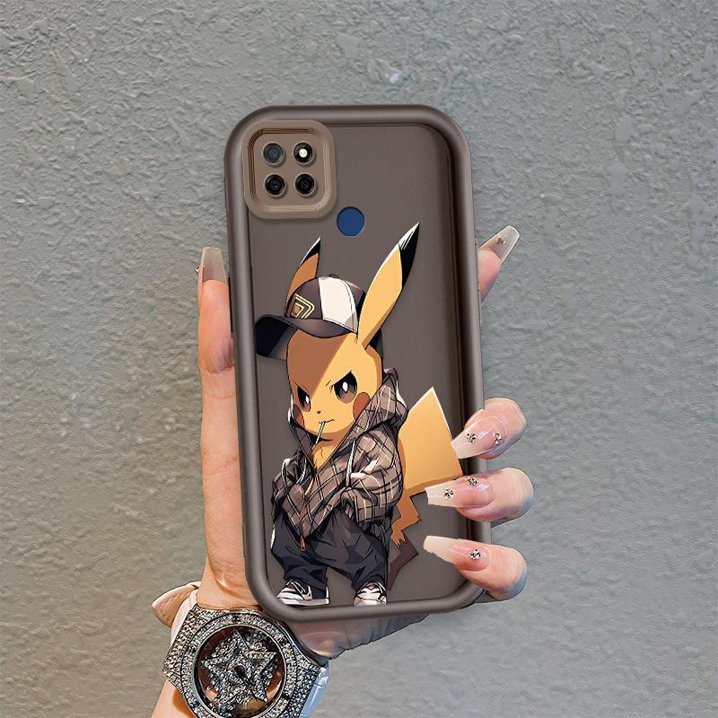 Áp dụng cho Realme C12 C25 C25S C21Y C25Y C15 Narzo 30A Narzo 20 Vỏ điện thoại mềm silicon hoạt hình TPU Pokémon Pikachu Angel Eye Ốp lưng chống sốc