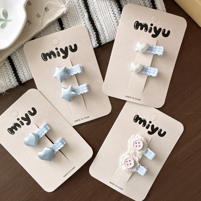 Kẹp tóc trái tim xanh ngọt ngào Cô gái Nổ Clip