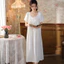 Phụ Nữ Chắc Chắn Trắng Váy Ngủ Nữ Vintage Retro Cotton Đồ Ngủ Váy Ngủ Váy Ngủ