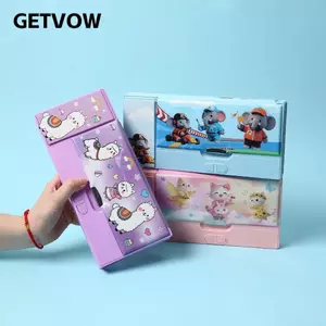 GETVOW Bút Chì Đa Năng, Sử Dụng Hai Mặt Hộp Bút Đa Năng, Hoạt Hình Dung Tích Lớn Vui Nhộn Cơ Chế Thiết Kế Túi Đựng Bút Quà Tặng