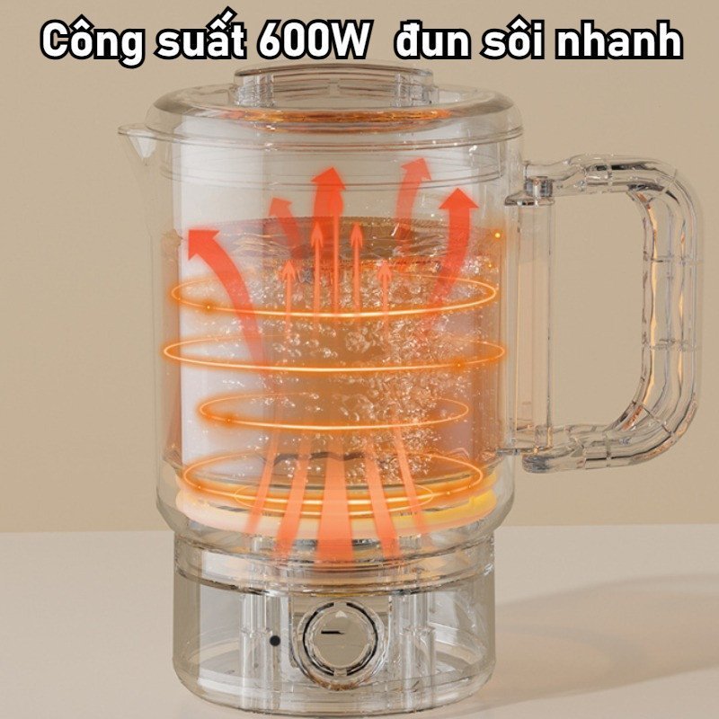 ấm siêu tốc mini ấm đun điện đa năng inox 304 gọn nhẹ du lịch phòng trọ văn phòng 0 8l
