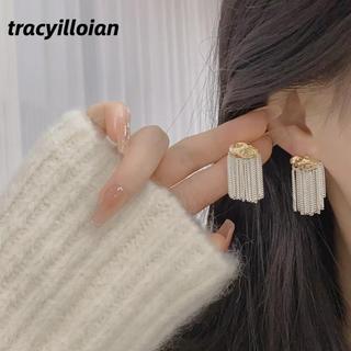 Bông tai TRACEILLOIAN, Bông tai tua rua đa năng không đều, Trang sức lấp lánh cổ điển Bông tai hình học bằng kim loại mịn dành cho nữ