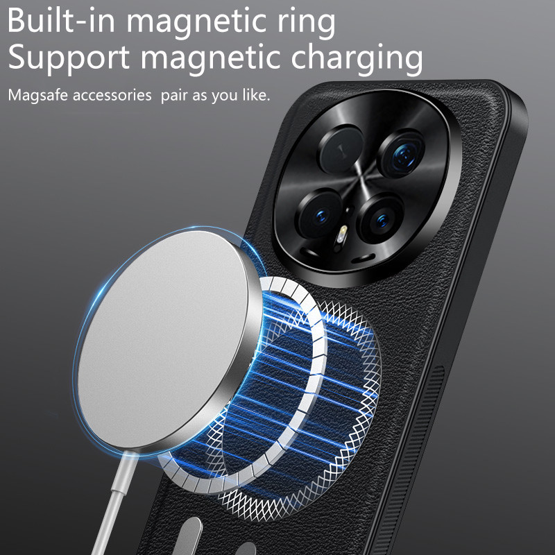 PC da PU sang trọng tích hợp nam châm Vỏ điện thoại cứng từ tính cho Honor Magic 8 Pro 8 7 7Pro 6 6Pro 5 5 Pro Magic8 Vỏ chống sốc