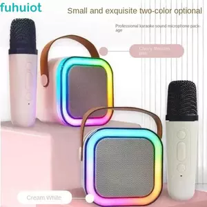 Máy Karaoke Mini FUHUIOT, Loa Bluetooth Di Động K12, Quà Tặng Sinh Nhật USB Có Thể Sạc Lại Với 1 / 2 Micro Không Dây Đèn RGB Micro Karaoke Trẻ Em
