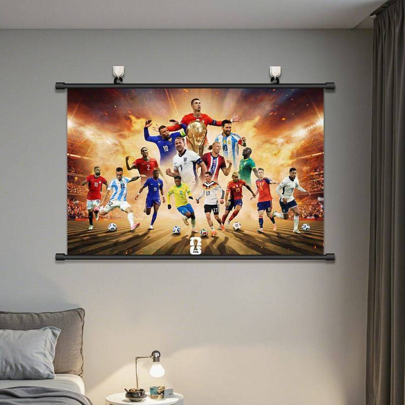 2026 FIFA World Cup Không Khung Vải Chống Thấm Nước Áp Phích, Bóng Đá Bóng Đá Nghệ Thuật Treo Tường Cho Thể Thao Thanh Quạt Hang Trang Trí