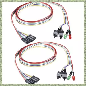 2 Vỏ Máy Tính ATX Bật Tắt Nguồn Thiết Lập Lại Cáp Công Tắc Với 2 Đèn LED Ánh Sáng Đỏ Xanh ATX Vỏ Dây Viền Trước, 65cm