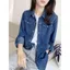 Áo sơ mi Denim dài vừa phải mùa xuân thu phiên bản Hàn Quốc Thiết kế dáng rộng Niche Áo sơ mi dài tay