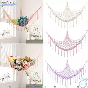 DAYBREAK Treo Lưu Trữ Tổ Chức, Lưới Nhồi Bông Dây Cotton Đồ Chơi Võng, Tua Rua Trang Trí Dệt Góc Tường Lưới Võng