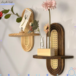 Kệ gỗ tre DAYBREAK, Kệ hoa mây phong cách Boho trang trí, Kệ treo tường thủ công hình học Trang trí nội thất