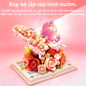 Bướm Khối Xây Dựng Hoa Bảo Quản Người Lớn Hạt Nhỏ Khối Xây Dựng Lắp Ráp Đồ Chơi Quà Tặng Cho Bé Gái Series