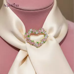 AqToCna Ngọt Ngào Trái Tim Tình Yêu Vòng Hoa Thổ Cẩm Nữ Tính Màu Hồng Ve Áo Pin Món Quà Trang Sức Cho Nữ Sinh Viên Đại Học Đầm Thường Ngày Phụ Kiện AqToCna