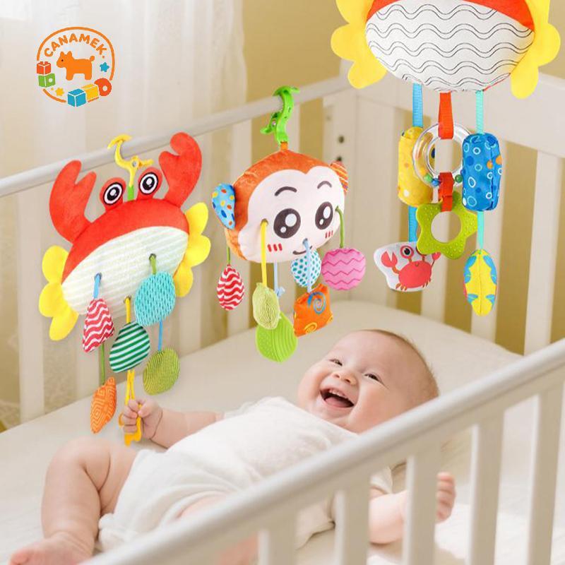 Đồ chơi ghế ô tô CANAMEK cho bé 0-6 tháng tuổi, Đồ chơi xe đẩy có kẹp tiện lợi, Đồ chơi ghế ô tô treo phụ kiện cho bé, Chuông tích hợp CSF