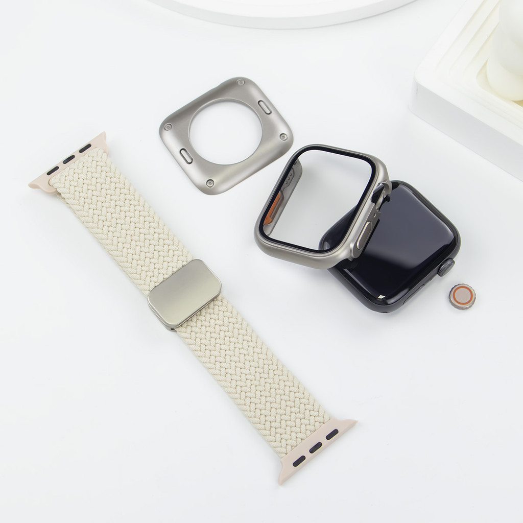 Thay đổi sang Ultra ốp lưng + dây đeo nylon tương thích cho Apple Watch Series11 10 9 8 7 6 SE 46mm 42mm 45mm 44mm 41mm 40mm