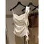 Thiết kế cao cấp kiểu Pháp Xù khâu cổ xoay xếp li Slim Camisole mùa hè 2026 Áo phong cách mới