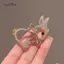 AqToCna Vintage Kim Cương Giả Thỏ Thổ Cẩm Dành Cho Nữ Dễ Thương Thời Trang Đơn Giản Nơ Thỏ Động Vật Văn Phòng Thổ Cẩm Hoạt Hình Tinh Tế Chân Quà Tặng AqToCna