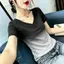 2026 Sản phẩm mới dành cho nữ mùa hè mỏng cao cấp cổ chữ v Gradient Áo thun ngắn tay thời trang cỡ lớn dáng rộng