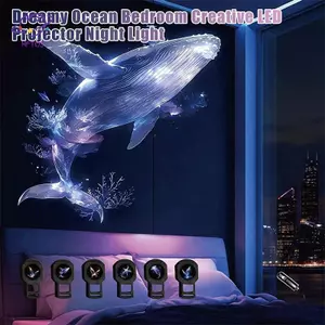 Đèn chiếu USB LED HFTOY 3 / 6 mẫu chiếu- Có thể điều chỉnh Bướm cá voi Sứa Sao biển Quà tặng lễ hội ánh sáng ban đêm ~