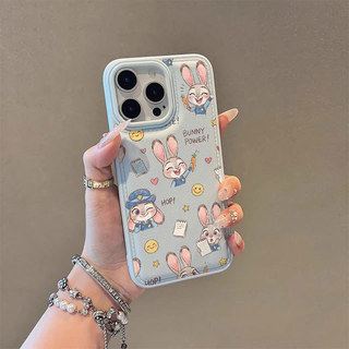 Leather Texture Phone Case for IPhone 17 16 15 14 13 12 11 Pro Max Air Xr Xs Max 7 8Plus Cartoon Rabbit Soft Cover