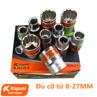 Đầu Tuýp 1/2 Inch Bông Kapusi - Khẩu Hoa Thị Ngắn Thép CR-V Cao Cấp Nhiều Kích Thước Từ 8-27MM