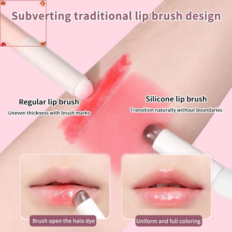 [Loveshoping1] Bàn chải trang điểm môi silicon có nắp, đầu vát, dùng che khuyết điểm, đầu cọ hình chân mèo