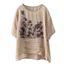 Phong Cách Dân Tộc In Hình Thiết Kế Ngắn Tay Vải Lanh Cotton Top 2025 Phù Hợp Với Văn Học Retro Áo Thun Nữ 5.26