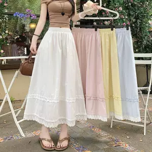 Váy ren phong cách dịu dàng ngọt ngào mùa hè Váy dài chữ a lưng cao phong cách mới