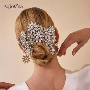 AqToCna Thời Trang Kim Cương Giả Hoa Kẹp Tóc Cô Dâu Cưới Phụ Kiện Tóc Cho Nữ Cô Dâu Kẹp Tóc AqToCna