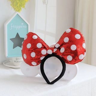 Minnie Super Sweet Big Bow Headband Hàn Quốc Influencer Ảnh Dễ Thương Disney Mickey Polka Dot Sequin Headband