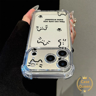 Tương thích cho iPhone 17 14 15 16 13 12 11 Pro Max XS Max X 14 15 Pro XR Air 14 Plus Thời Trang Đơn Giản Mèo Chống Rơi Bốn Góc Trong Suốt
