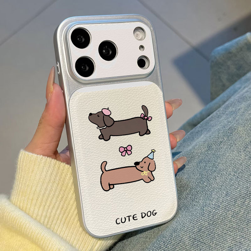 Ốp lưng iPhone mạ điện họa tiết da cho iP 17 16 15 14 13 12 11 Pro Max Plus Xr Xs Max họa tiết xúc xích