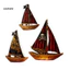 Linh hồn| Golden Hull Trang trí tàu cướp biển 3 chiếc Bộ nghệ thuật treo tường thuyền buồm hải lý mộc mạc – Tác phẩm điêu khắc tàu cướp biển bằng gỗ ven biển cho phòng ngủ Phòng tắm Trang trí nhà hồ Ocean Beac