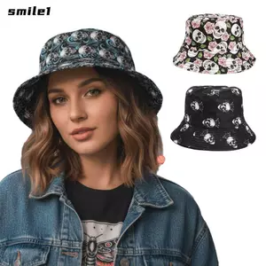 Mũ xô SMILE, Mũ ngư dân có thể gập lại in hình đầu lâu, Mũ chống nắng nhẹ chống tia cực tím thoáng khí hợp thời trang Hoạt động ngoài trời