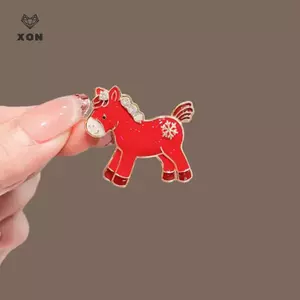 Hoạt Hình Dễ Thương Ngựa Đỏ Thổ Cẩm Dành Cho Nữ Cung Hoàng Đạo Ngựa Chân Áo Len Áo Phụ Kiện Trang Trí Quần Áo Quà Tặng Tiệc Năm Mới [Mina]
