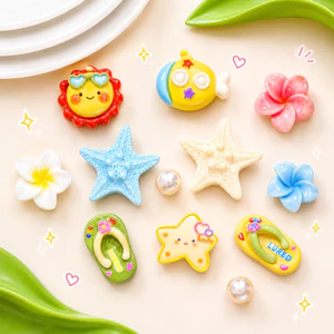Set Charm 12 Chi Tiết Biển Mùa Hè Cá Vàng Sao Biển Hoa Sứ Dép Resin DIY Kawaii Pastel Cute Tropical 🌊⭐🐠🌺