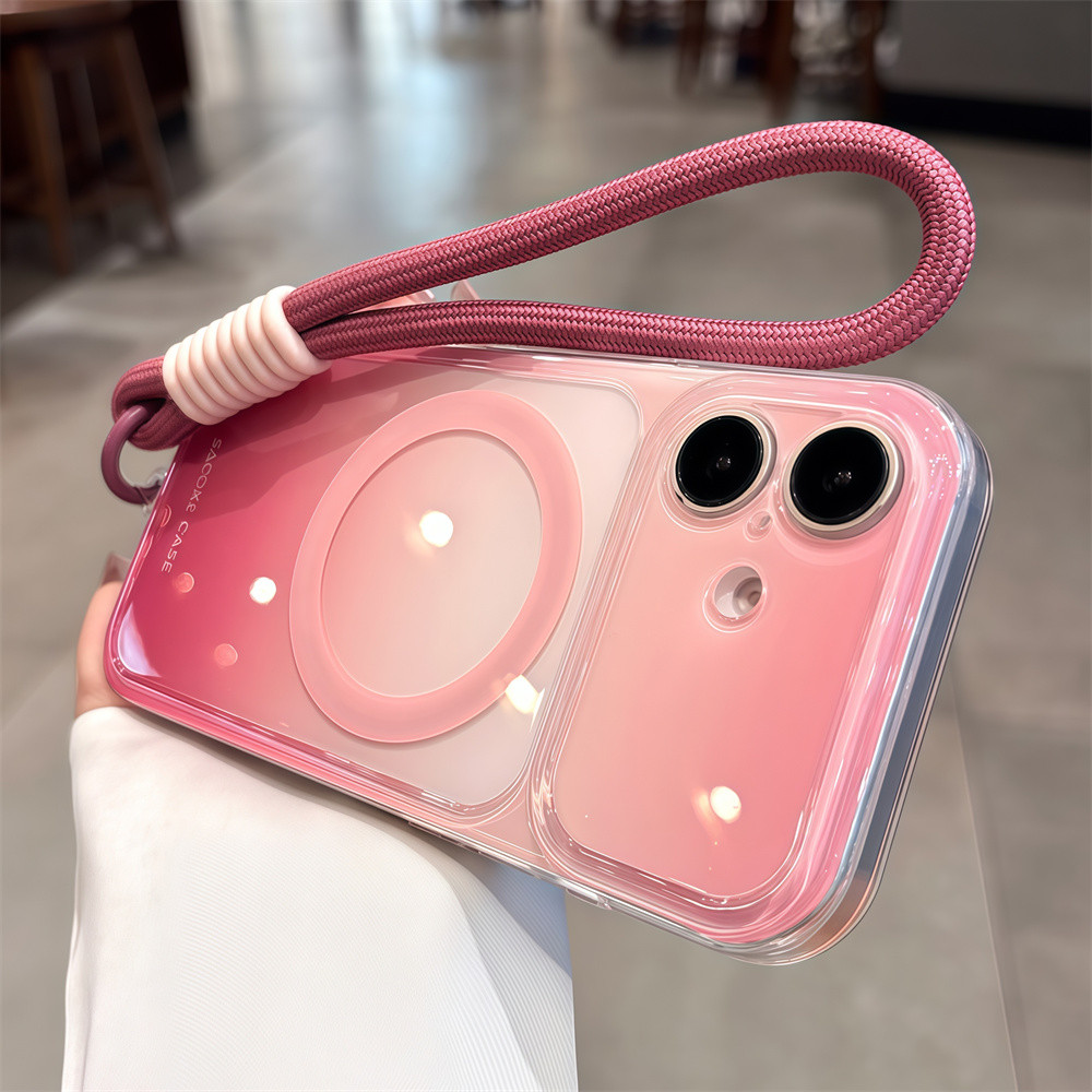 Ốp điện thoại từ tính dây rút gradient màu cho iPhone 17 Pro Max 14 15 16 pro max Bảo vệ ống kính chống rơi Vỏ cứng bảo vệ điện thoại