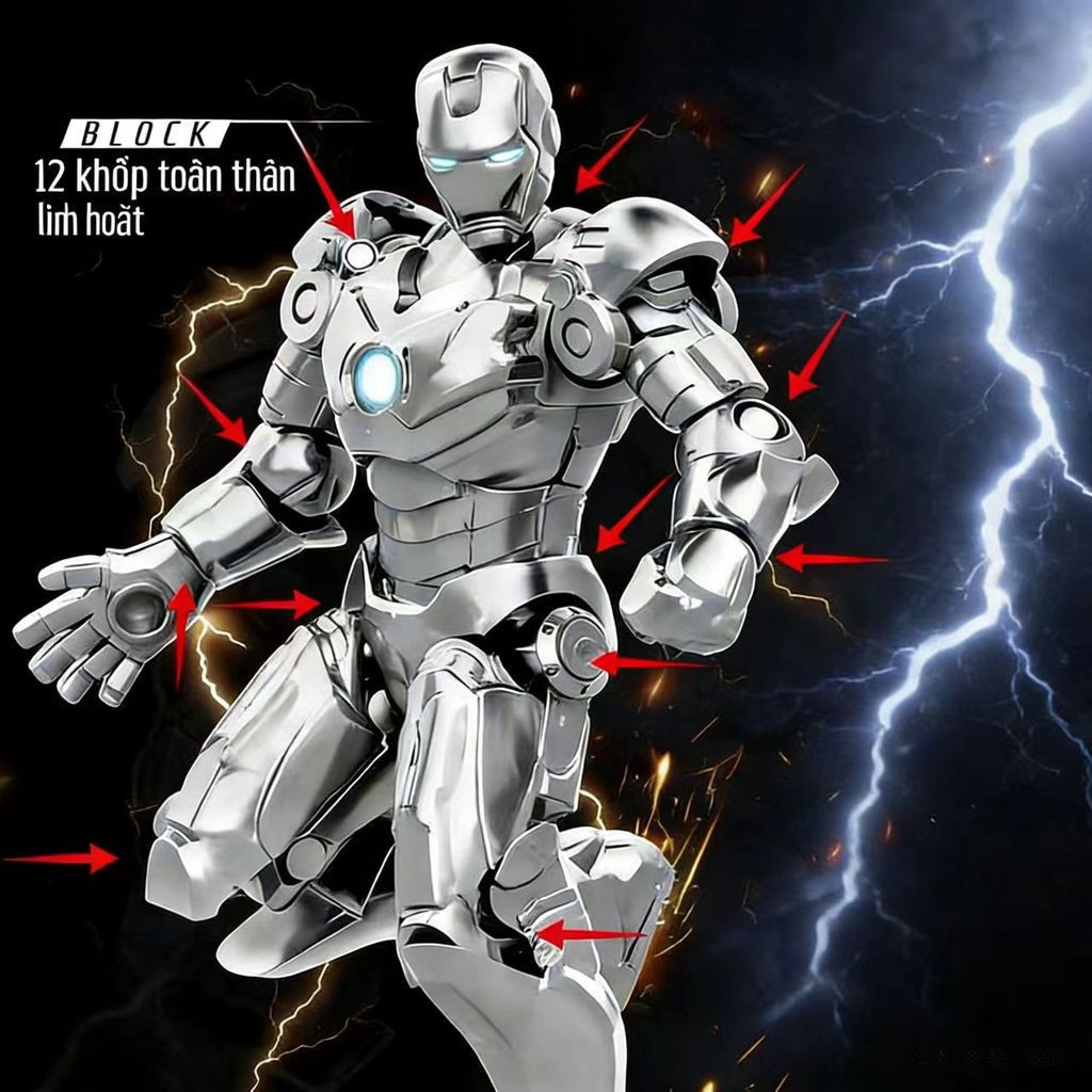 Iron Man Mecha Lắp ráp Đồ chơi trẻ em Đồ trang trí mô hình nhân vật hành động