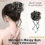 WEETW Phần mở rộng tóc lộn xộn dành cho nữ, Miếng tóc tổng hợp Lưới pha lê Sccrunchie Bun, Dây thun tự nhiên thân thiện với da cổ điển Hoa Bun Head Tóc giả thêm khối lượng tóc