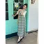Bộ đồ tươi mát mùa hè Phiên bản Hàn Quốc Áo sơ mi ren ngắn tay dễ thương dành cho nữ Retro Váy dây đeo kẻ sọc dáng rộng phù hợp