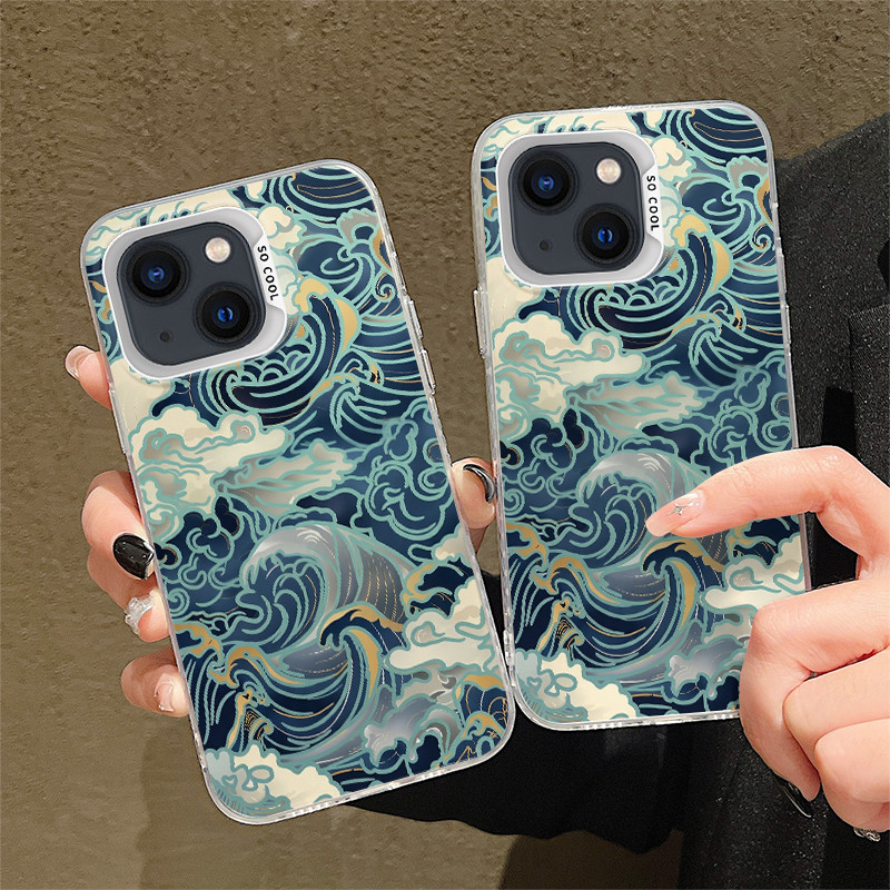 Ốp Điện Thoại Sóng Đại Dương Ukiyo-e Cho IPhone 6 6S SE 2020 7 8 X XS Max XR 11 12 13 14 Plus 15 16 17 Pro Max 17 AIR IMD