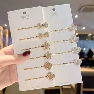 Kẹp Tóc Kim Cương Giả Kẹp Phẳng Đơn Giản Bấm Tóc Lưng Đầu Bên Kẹp Hình Học Ins Tất Cả Trận Đấu Phụ Kiện Tóc Ins Phong Cách NVV3