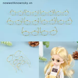 MỚI 5 / 10 Chiếc Thời Trang Khung Tròn Không Ống Kính Retro Mát Búp Bê Kính Cho 9 / 25 / 30cm Búp Bê SKY
