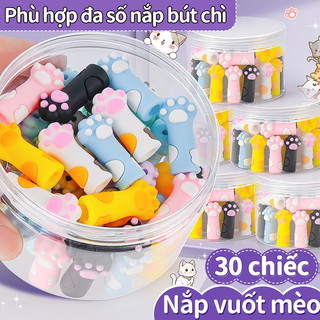 Nắp bút chì 30 cái móng vuốt mèo hoạt hình cute silicon mềm bảo vệ ngòi chì chống gãy cho học sinh