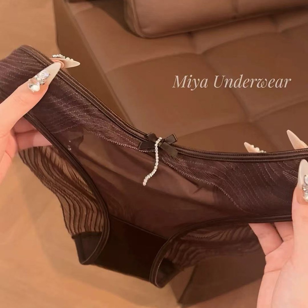 Quần lót nữ gợi cảm | Pháp Ren Satin Quần Đùi Rỗng Thấp Cổ Tinh Khiết Desire Phong Cách Hàn Quốc Nhẹ Nhàng Sang Trọng Thoải Mái Thoáng Khí Không Hip Thể Hiện Mật Ong Mông Hẹn Hò Mặc Phù Hợp